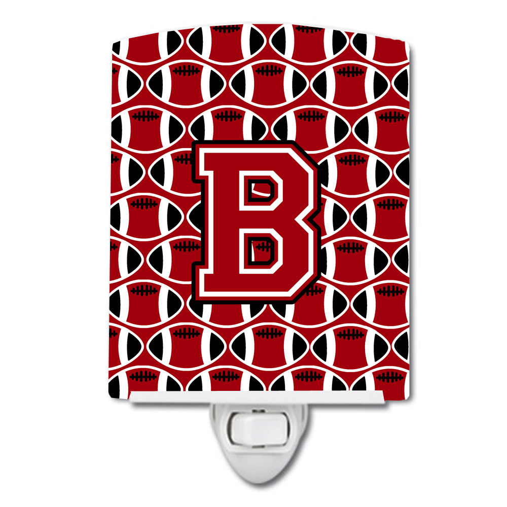 Letter B Football Red, Black and White Ceramic Night Light CJ1073-BCNL - the-store.com
