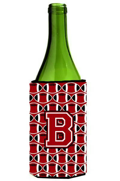 Letter B Football Red, Black and White Wine Bottle Beverage Insulator Hugger CJ1073-BLITERK by Caroline&#39;s Treasures