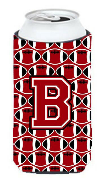 Letter B Football Red, Black and White Tall Boy Beverage Insulator Hugger CJ1073-BTBC by Caroline&#39;s Treasures