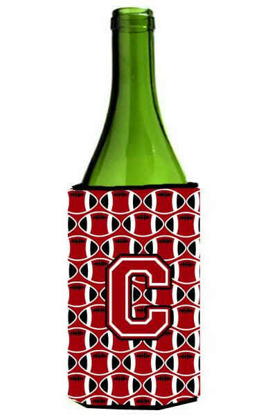 Letter C Football Red, Black and White Wine Bottle Beverage Insulator Hugger CJ1073-CLITERK by Caroline&#39;s Treasures
