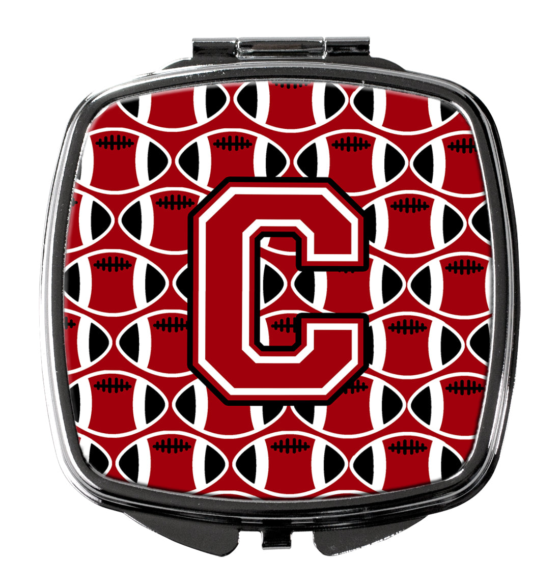 Letter C Football Red, Black and White Compact Mirror CJ1073-CSCM