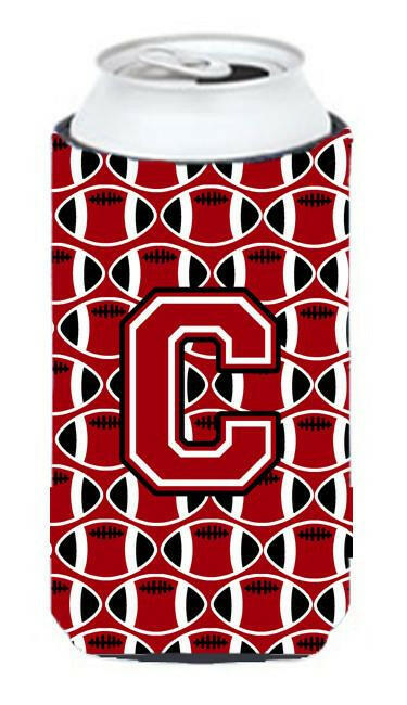Letter C Football Red, Black and White Tall Boy Beverage Insulator Hugger CJ1073-CTBC by Caroline&#39;s Treasures