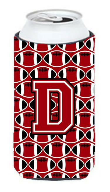 Letter D Football Red, Black and White Tall Boy Beverage Insulator Hugger CJ1073-DTBC by Caroline&#39;s Treasures