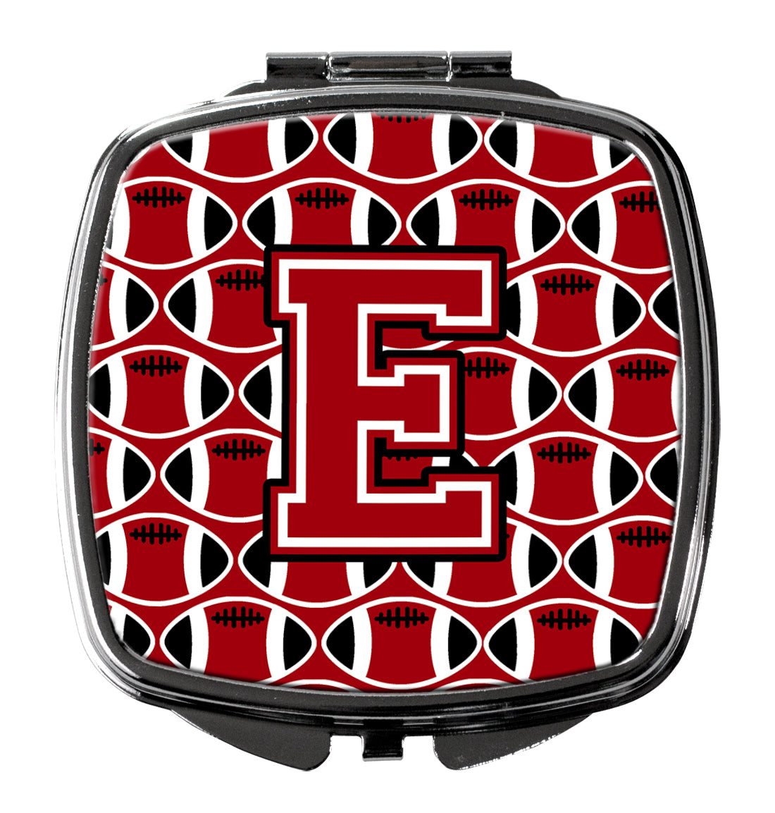 Letter E Football Red, Black and White Compact Mirror CJ1073-ESCM