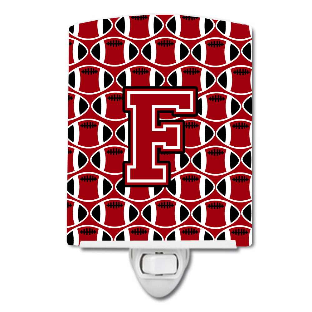 Letter F Football Red, Black and White Ceramic Night Light CJ1073-FCNL - the-store.com
