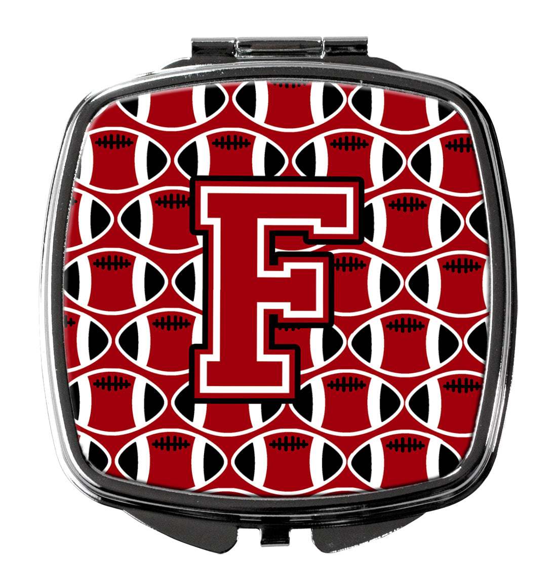 Letter F Football Red, Black and White Compact Mirror CJ1073-FSCM