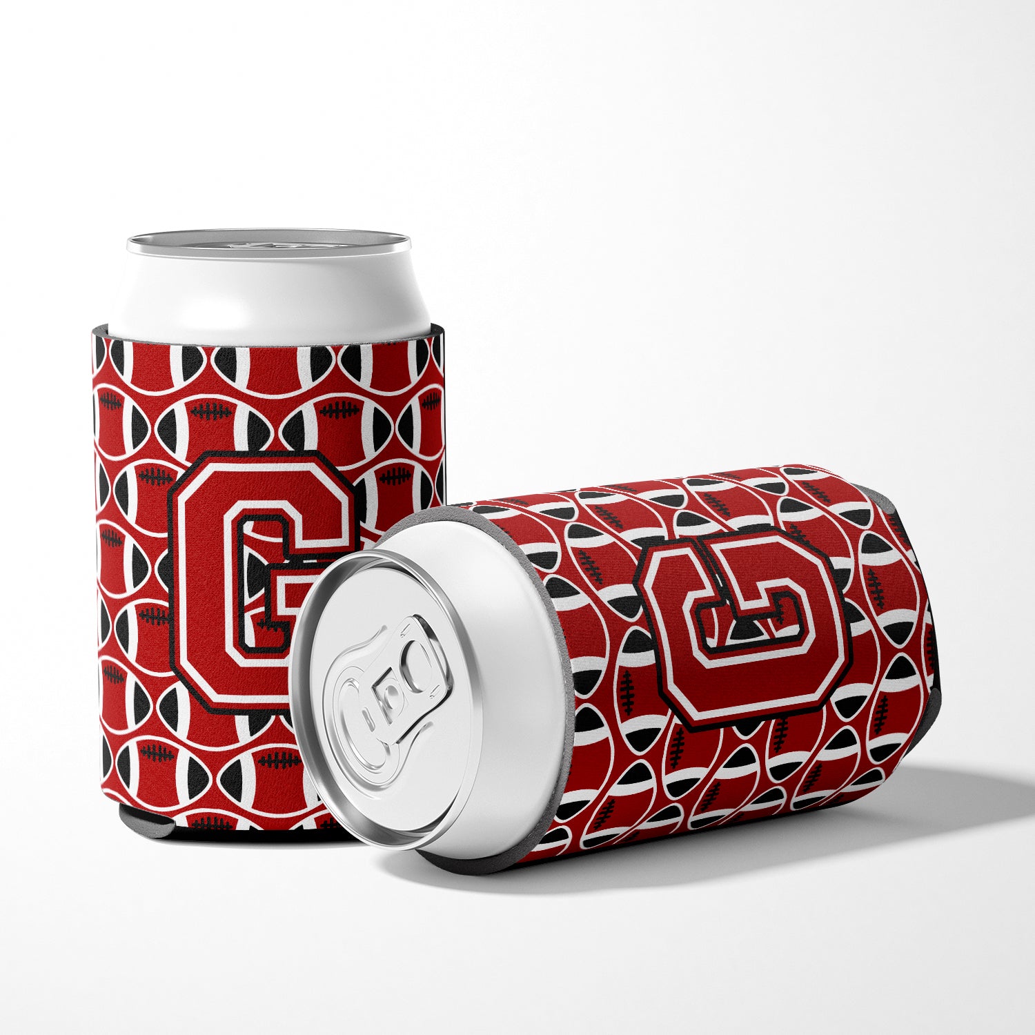 Letter G Football Red, Black and White Can or Bottle Hugger CJ1073-GCC