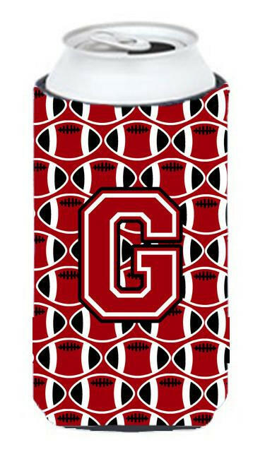 Letter G Football Red, Black and White Tall Boy Beverage Insulator Hugger CJ1073-GTBC by Caroline&#39;s Treasures