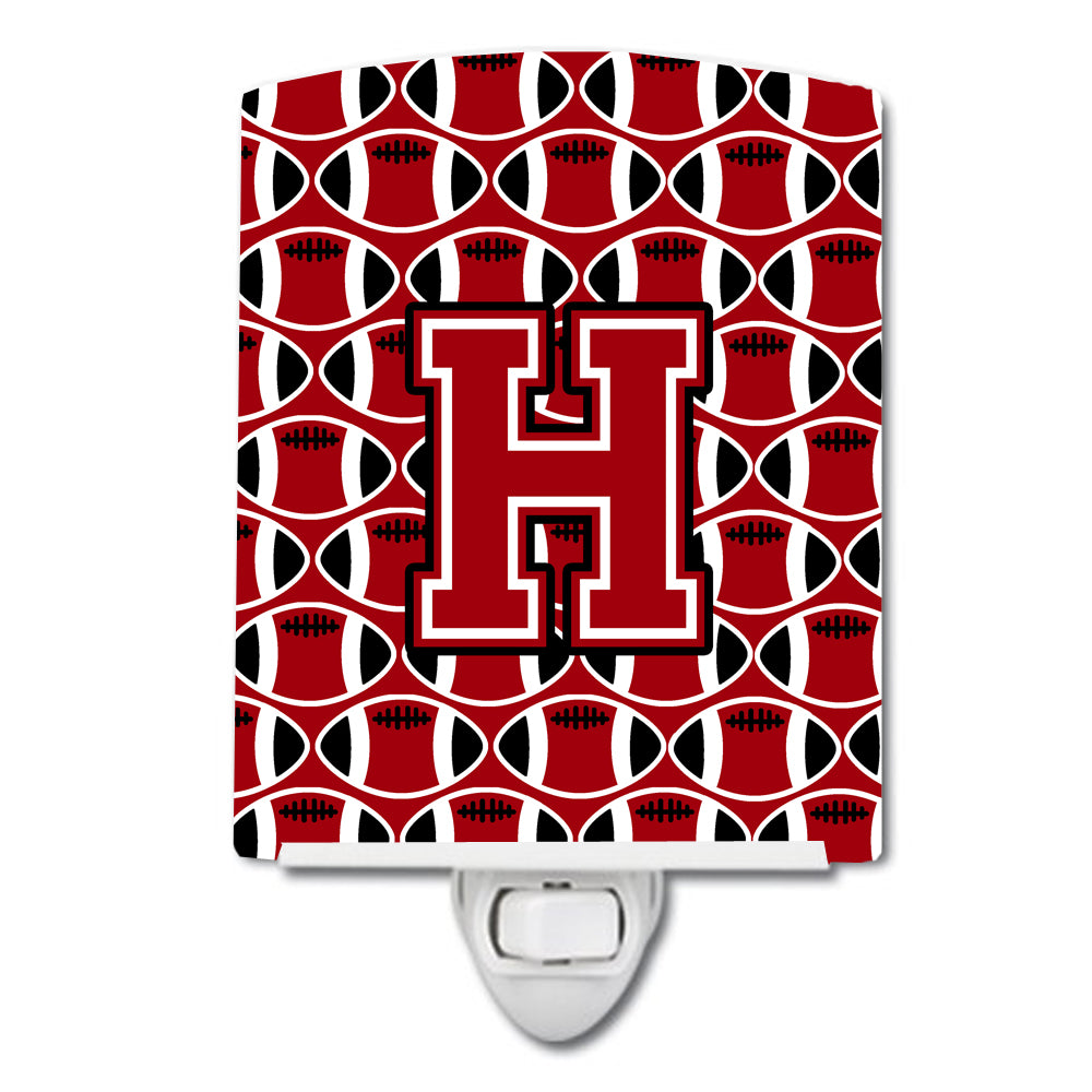 Letter H Football Red, Black and White Ceramic Night Light CJ1073-HCNL - the-store.com