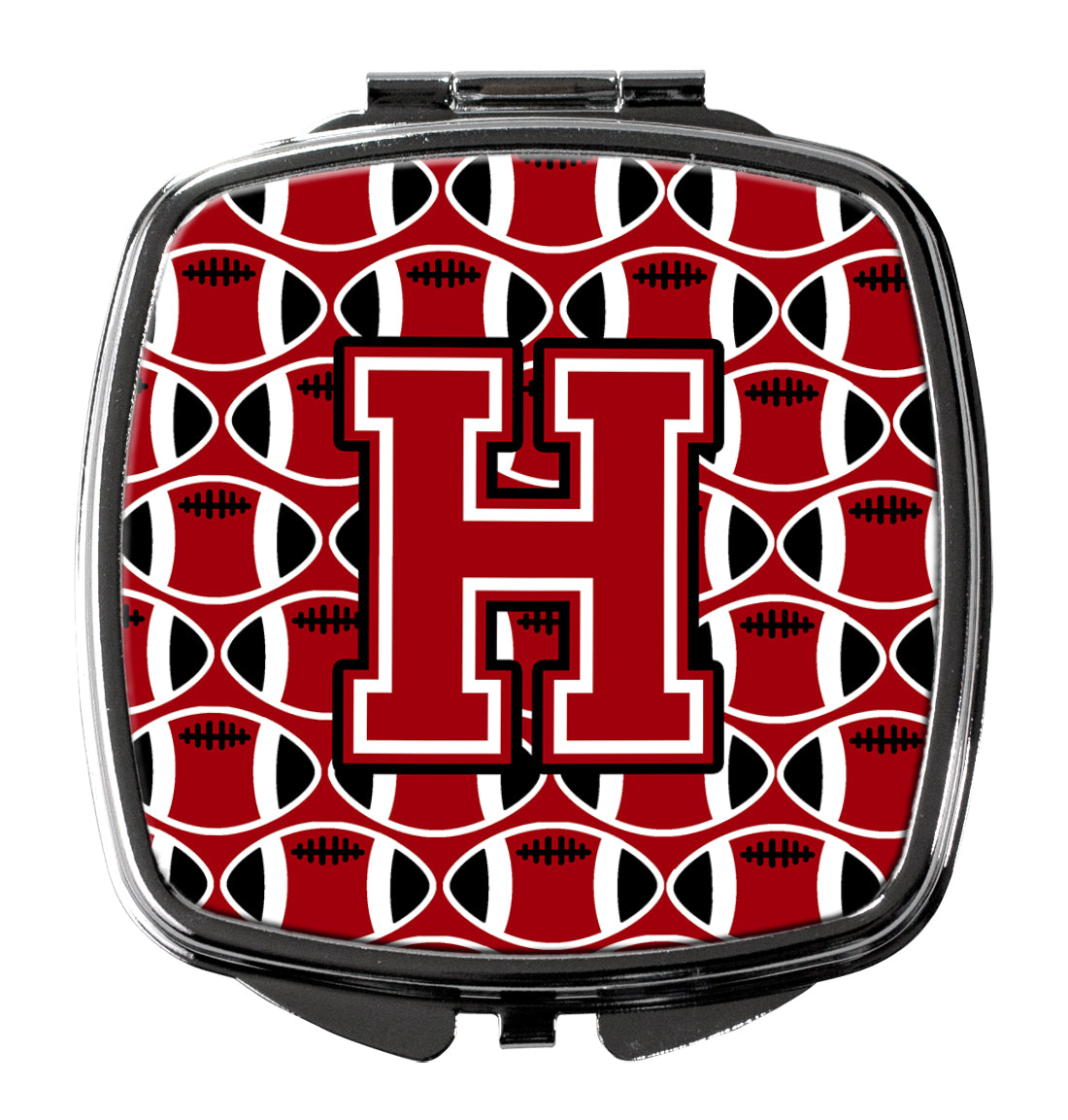 Letter H Football Red, Black and White Compact Mirror CJ1073-HSCM  the-store.com.