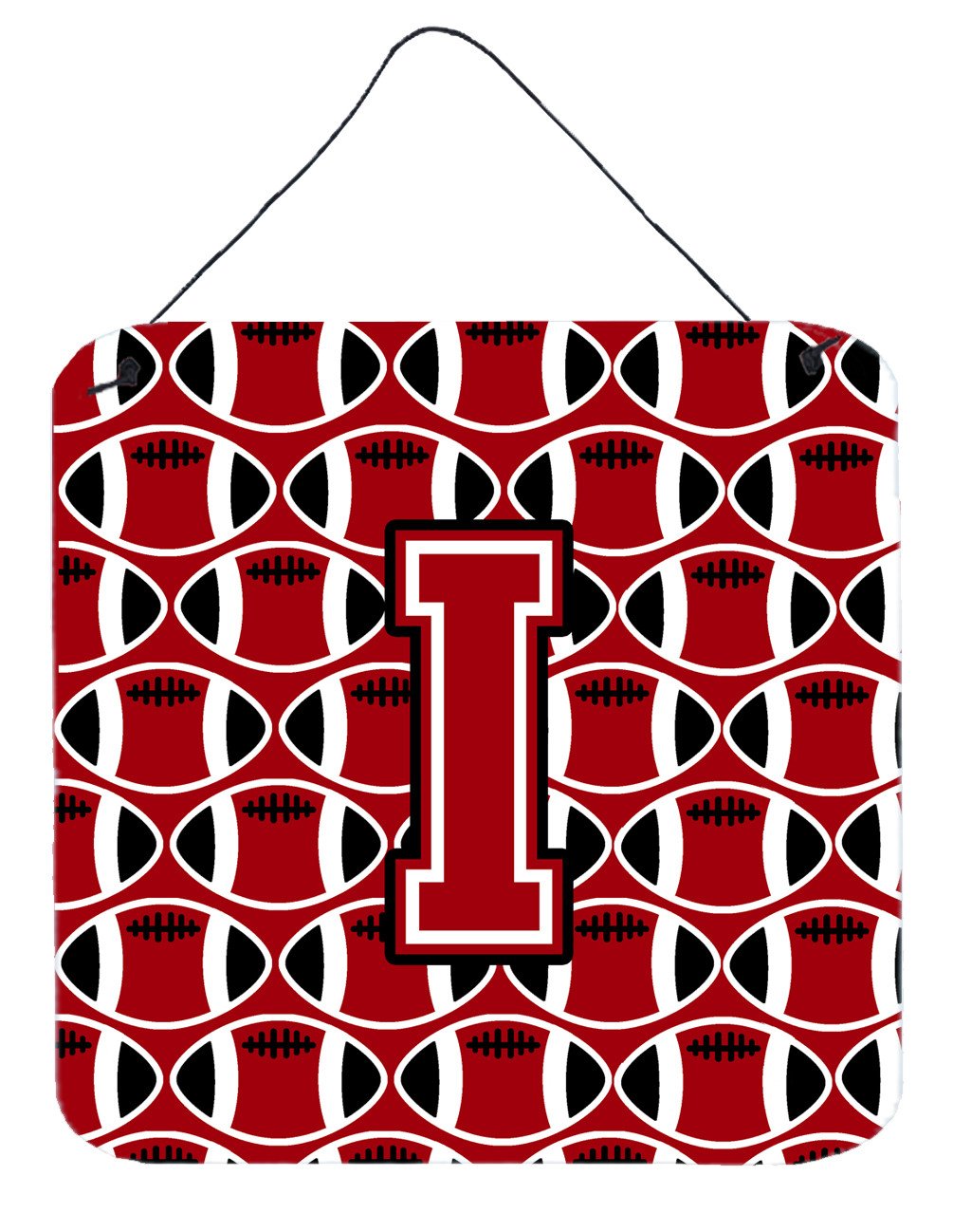 Letter I Football Red, Black and White Wall or Door Hanging Prints CJ1073-IDS66 by Caroline&#39;s Treasures