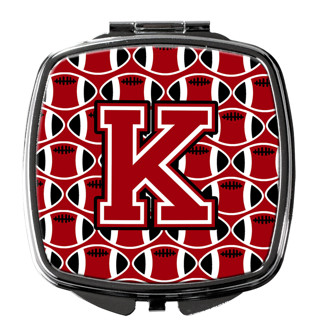 Letter K Football Red, Black and White Compact Mirror CJ1073-KSCM