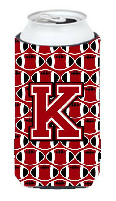 Letter K Football Red, Black and White Tall Boy Beverage Insulator Hugger CJ1073-KTBC by Caroline&#39;s Treasures