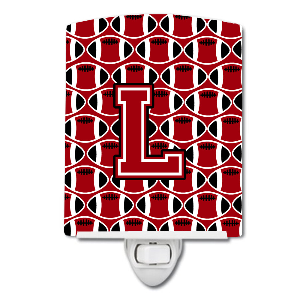 Letter L Football Red, Black and White Ceramic Night Light CJ1073-LCNL - the-store.com