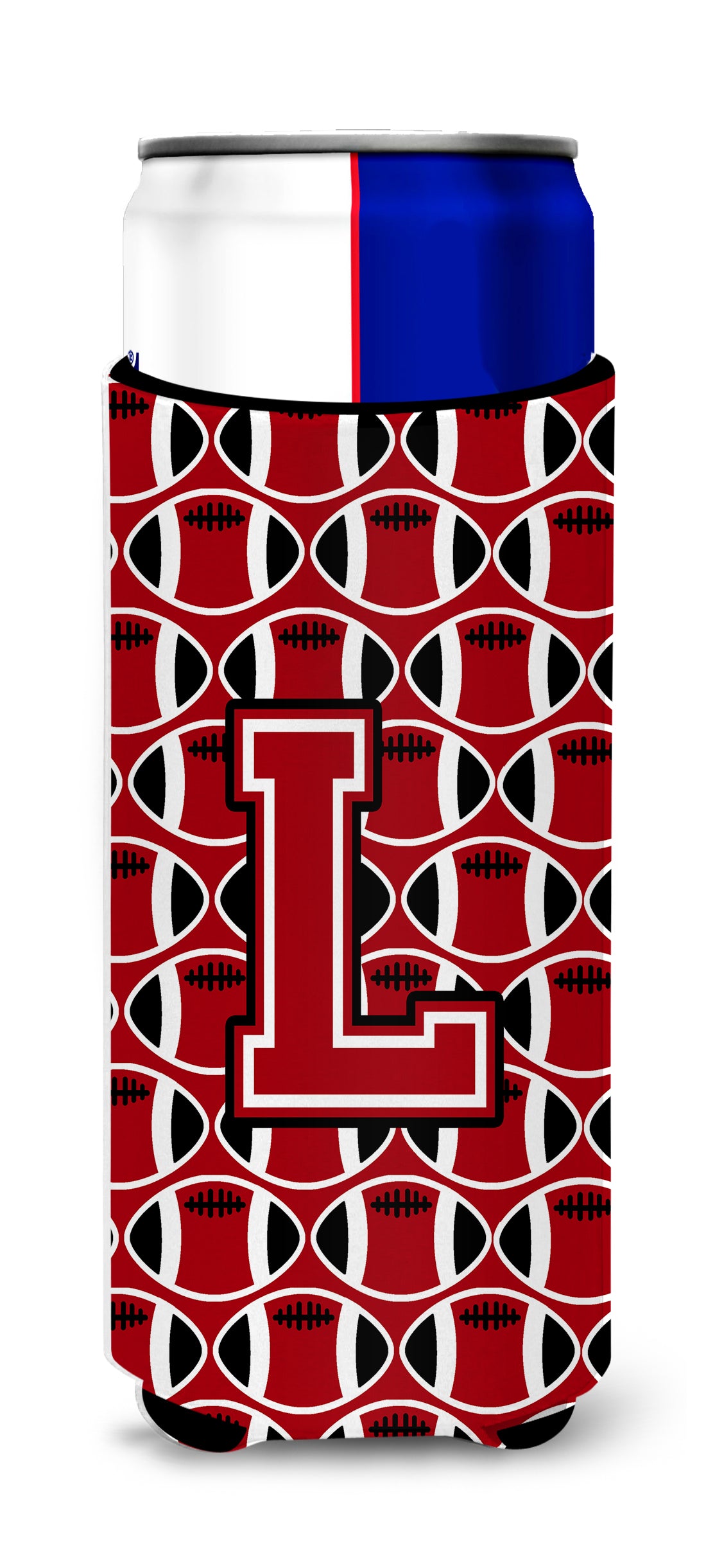 Letter L Football Red, Black and White Ultra Beverage Insulators for slim cans CJ1073-LMUK