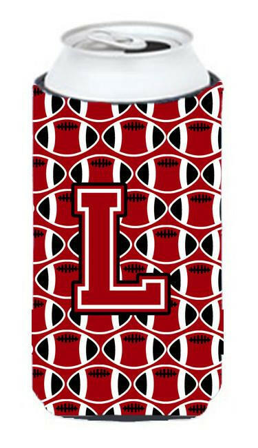 Letter L Football Red, Black and White Tall Boy Beverage Insulator Hugger CJ1073-LTBC by Caroline&#39;s Treasures
