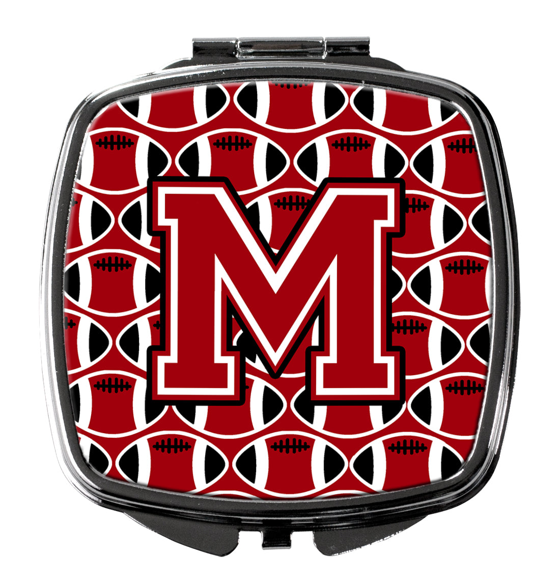 Letter M Football Red, Black and White Compact Mirror CJ1073-MSCM