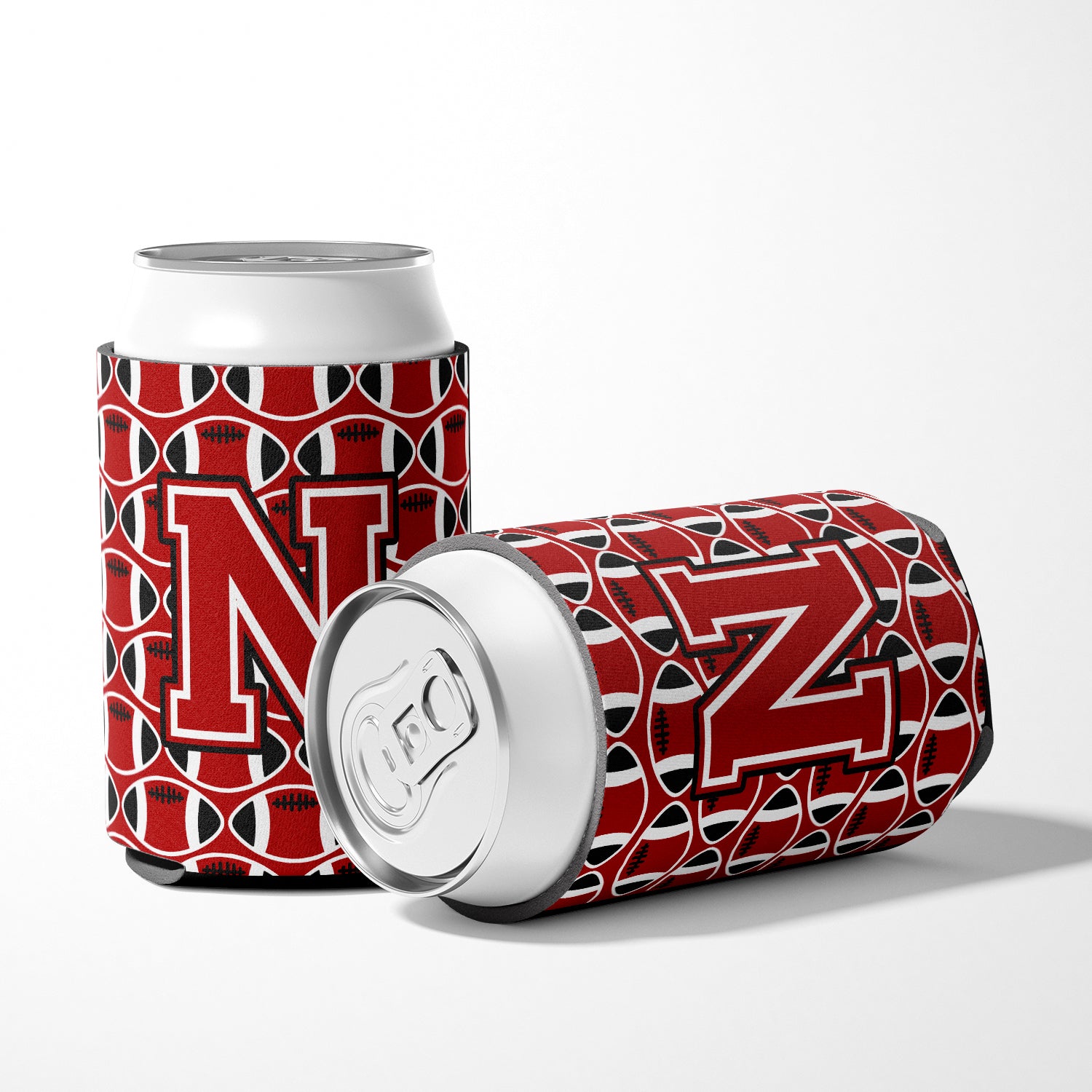 Letter N Football Red, Black and White Can or Bottle Hugger CJ1073-NCC.
