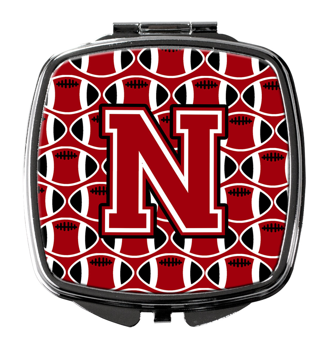 Letter N Football Red, Black and White Compact Mirror CJ1073-NSCM