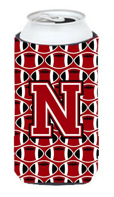 Letter N Football Red, Black and White Tall Boy Beverage Insulator Hugger CJ1073-NTBC by Caroline&#39;s Treasures
