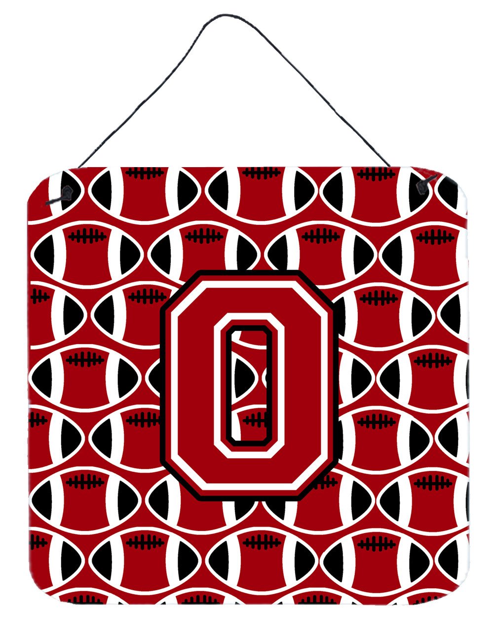 Letter O Football Red, Black and White Wall or Door Hanging Prints CJ1073-ODS66 by Caroline&#39;s Treasures