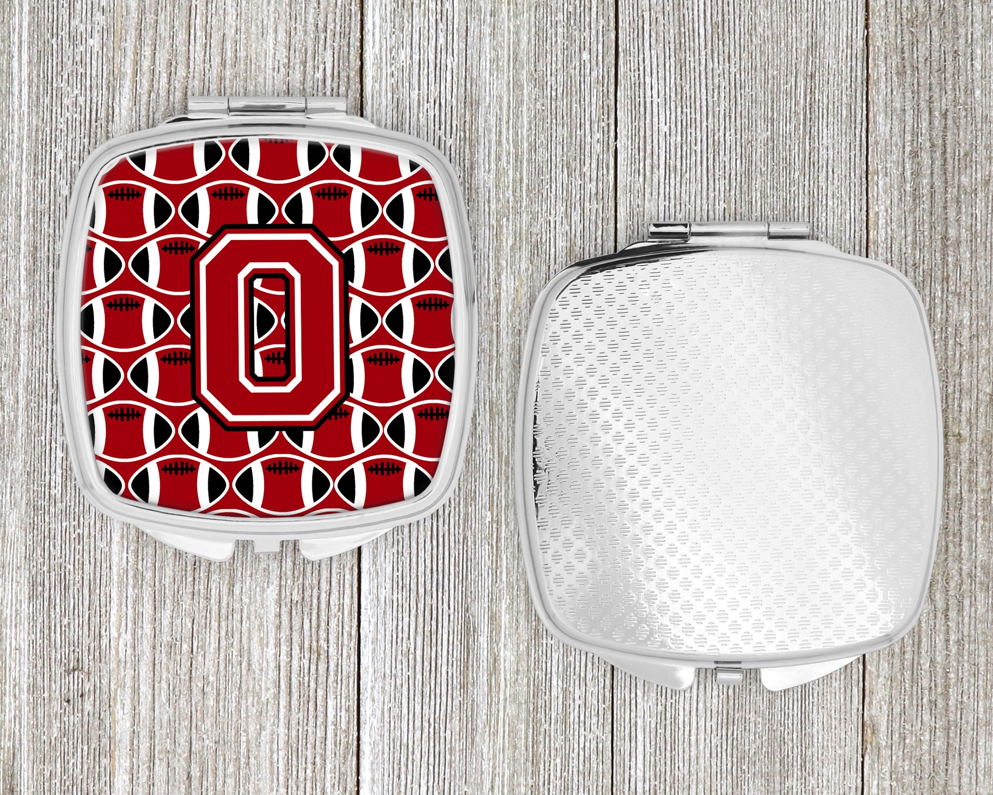 Letter O Football Red, Black and White Compact Mirror CJ1073-OSCM  the-store.com.