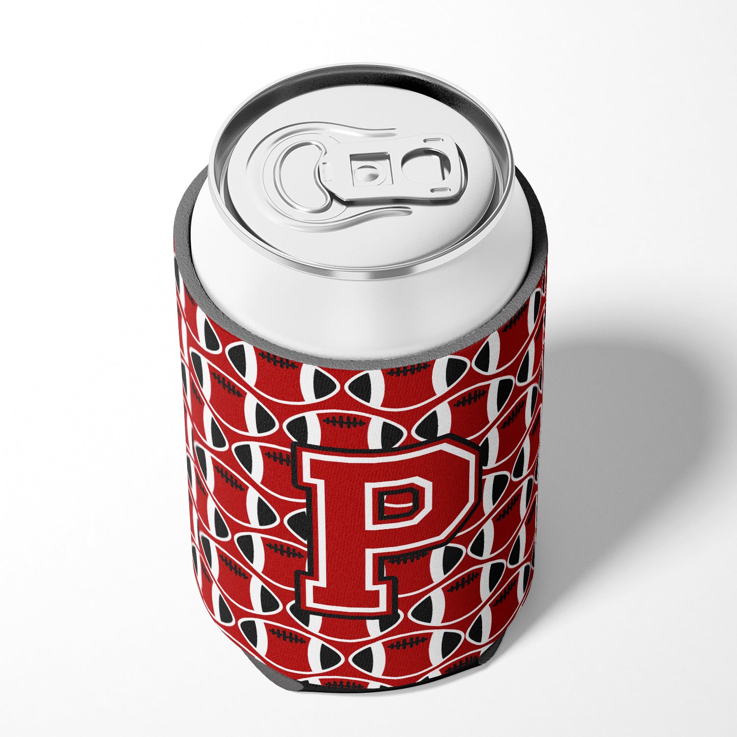 Letter P Football Red, Black and White Can or Bottle Hugger CJ1073-PCC