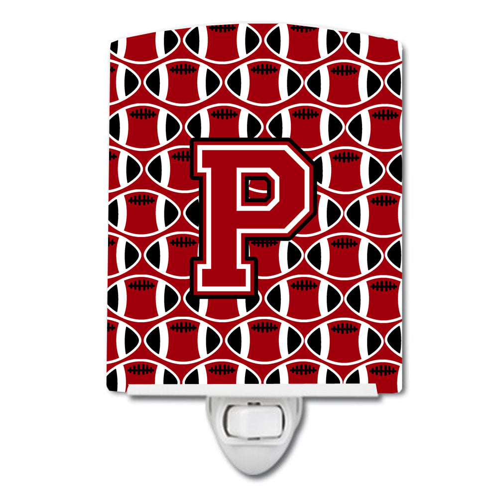 Letter P Football Red, Black and White Ceramic Night Light CJ1073-PCNL - the-store.com