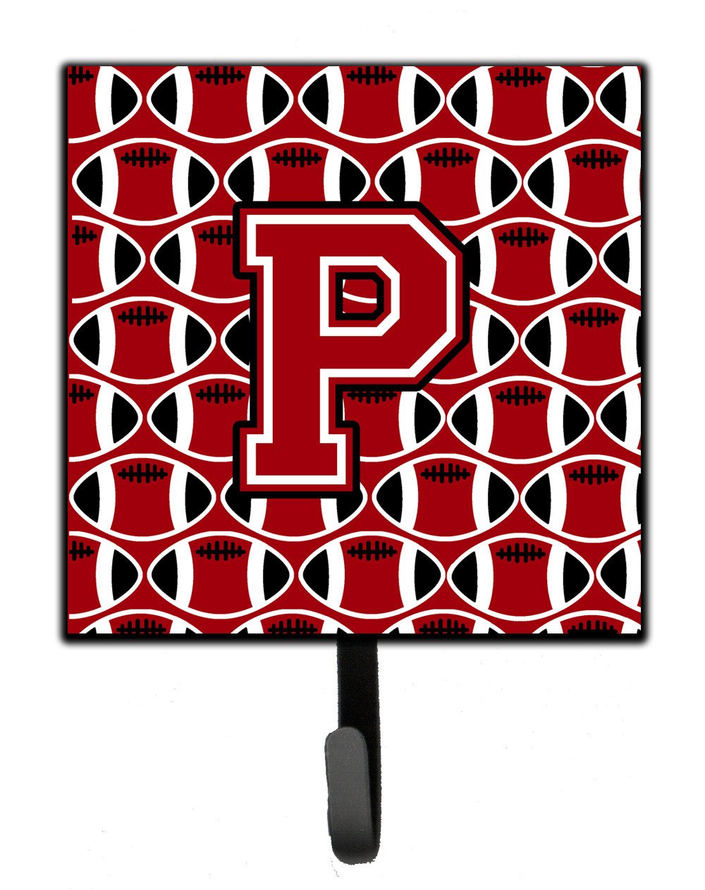 Letter P Football Red, Black and White Leash or Key Holder CJ1073-PSH4 by Caroline&#39;s Treasures