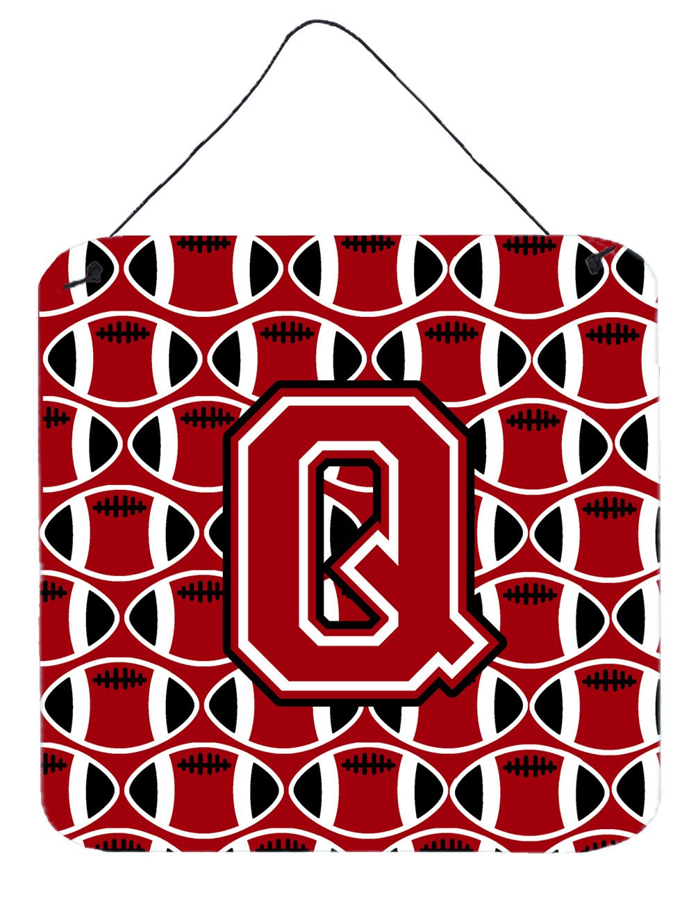 Letter Q Football Red, Black and White Wall or Door Hanging Prints CJ1073-QDS66 by Caroline&#39;s Treasures