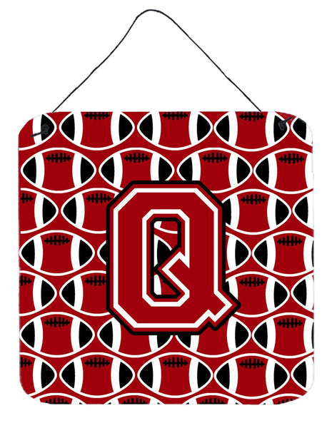 Letter Q Football Red, Black and White Wall or Door Hanging Prints CJ1073-QDS66 by Caroline's Treasures