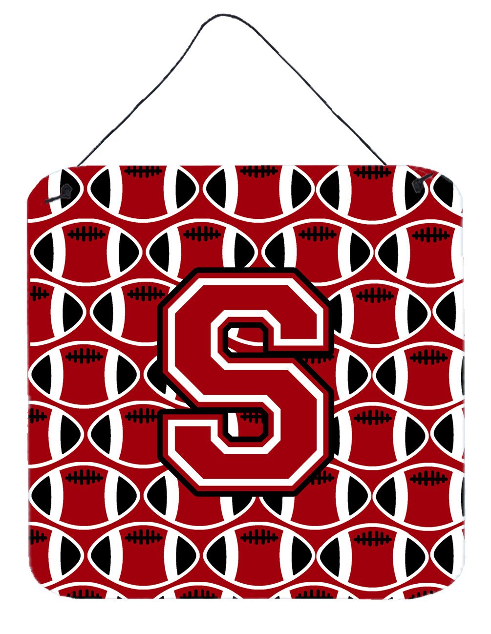 Letter S Football Red, Black and White Wall or Door Hanging Prints CJ1073-SDS66 by Caroline&#39;s Treasures