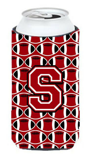Letter S Football Red, Black and White Tall Boy Beverage Insulator Hugger CJ1073-STBC by Caroline&#39;s Treasures