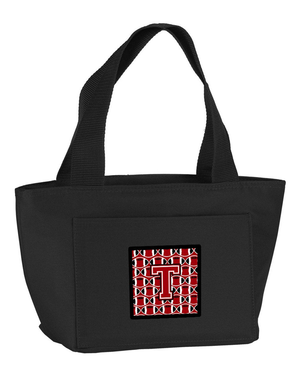 Letter T Football Red, Black and White Lunch Bag CJ1073-TBK-8808 by Caroline&#39;s Treasures