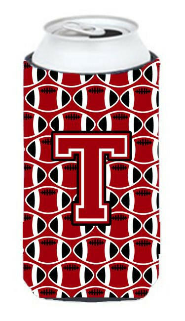 Letter T Football Red, Black and White Tall Boy Beverage Insulator Hugger CJ1073-TTBC by Caroline&#39;s Treasures