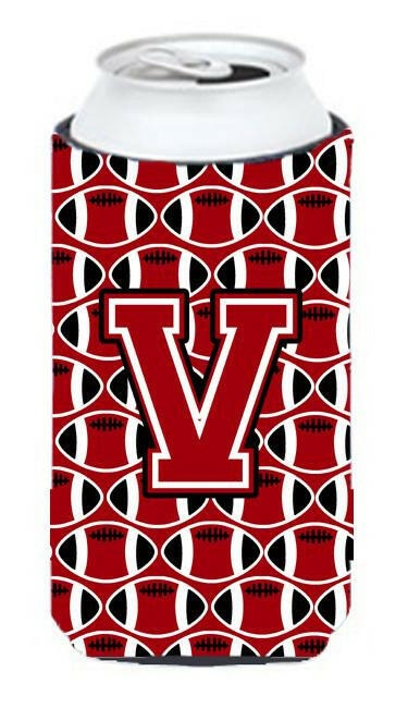 Letter V Football Red, Black and White Tall Boy Beverage Insulator Hugger CJ1073-VTBC by Caroline&#39;s Treasures