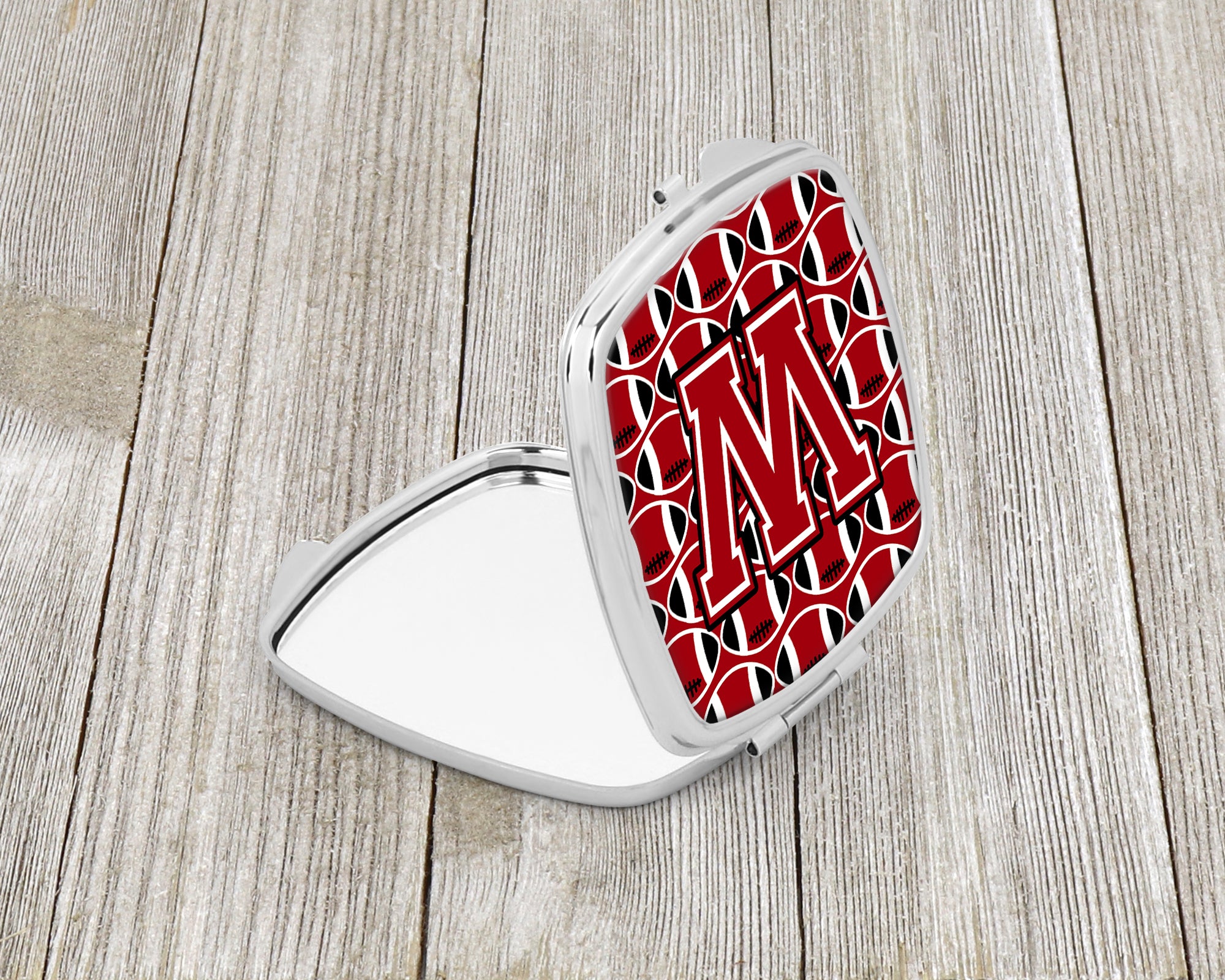 Letter W Football Red, Black and White Compact Mirror CJ1073-WSCM  the-store.com.