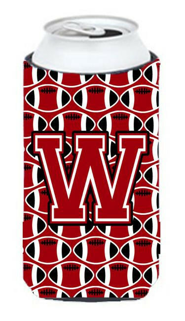 Letter W Football Red, Black and White Tall Boy Beverage Insulator Hugger CJ1073-WTBC by Caroline&#39;s Treasures