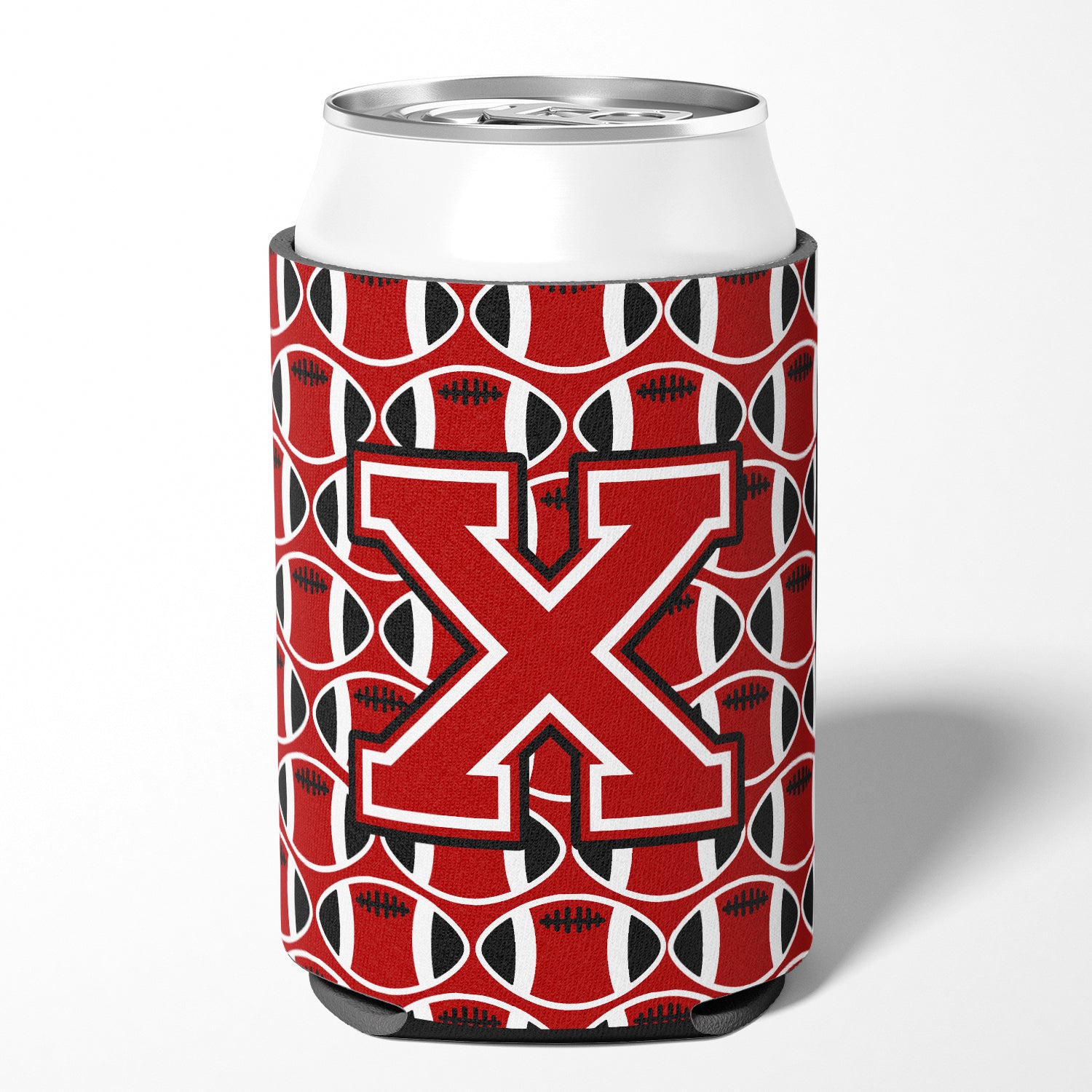 Letter X Football Red, Black and White Can or Bottle Hugger CJ1073-XCC