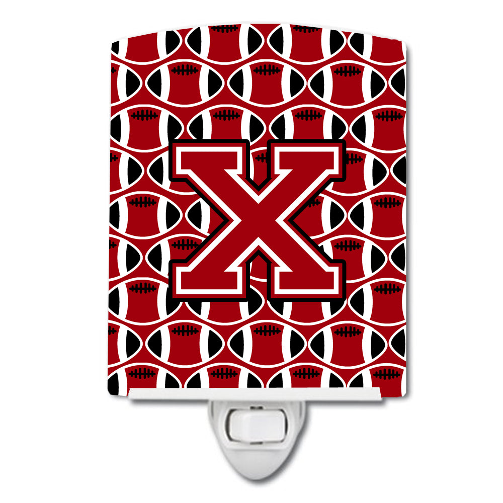 Letter X Football Red, Black and White Ceramic Night Light CJ1073-XCNL - the-store.com