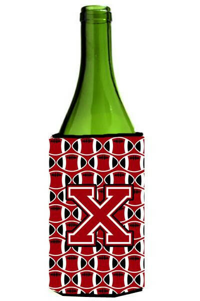 Letter X Football Red, Black and White Wine Bottle Beverage Insulator Hugger CJ1073-XLITERK by Caroline&#39;s Treasures