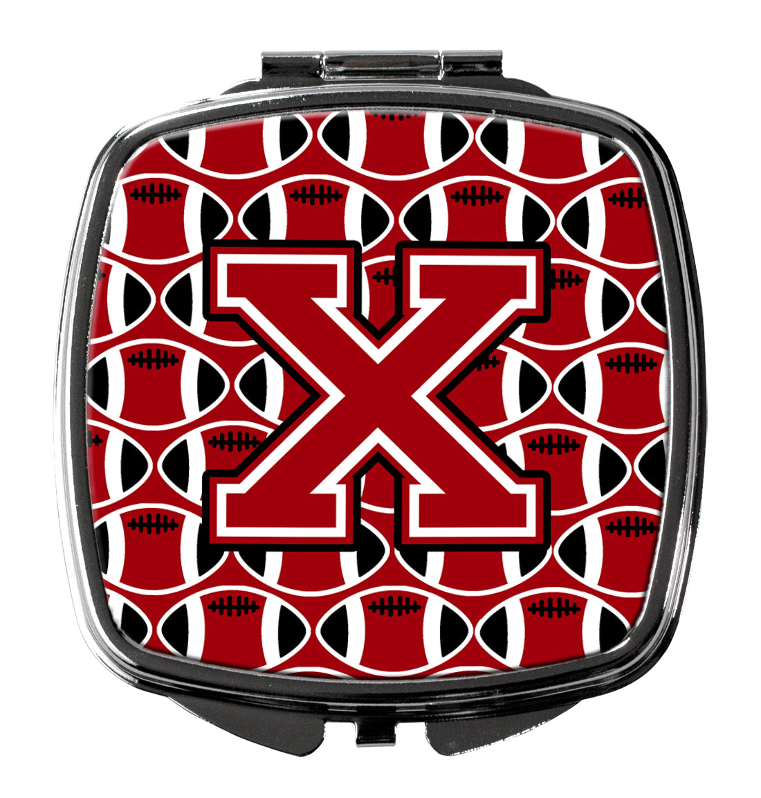 Lettre X Football Rouge, Noir et Blanc Miroir Compact CJ1073-XSCM