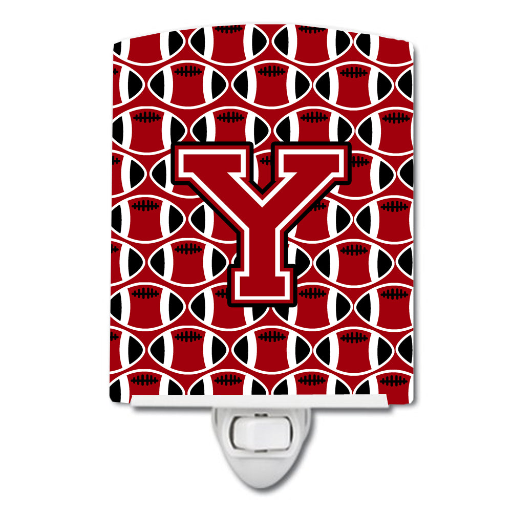Letter Y Football Red, Black and White Ceramic Night Light CJ1073-YCNL - the-store.com