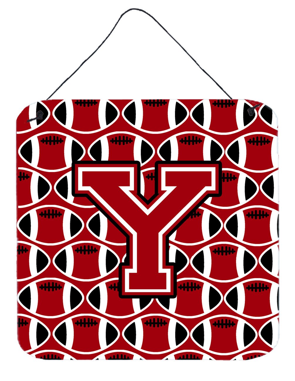 Letter Y Football Red, Black and White Wall or Door Hanging Prints CJ1073-YDS66 by Caroline&#39;s Treasures
