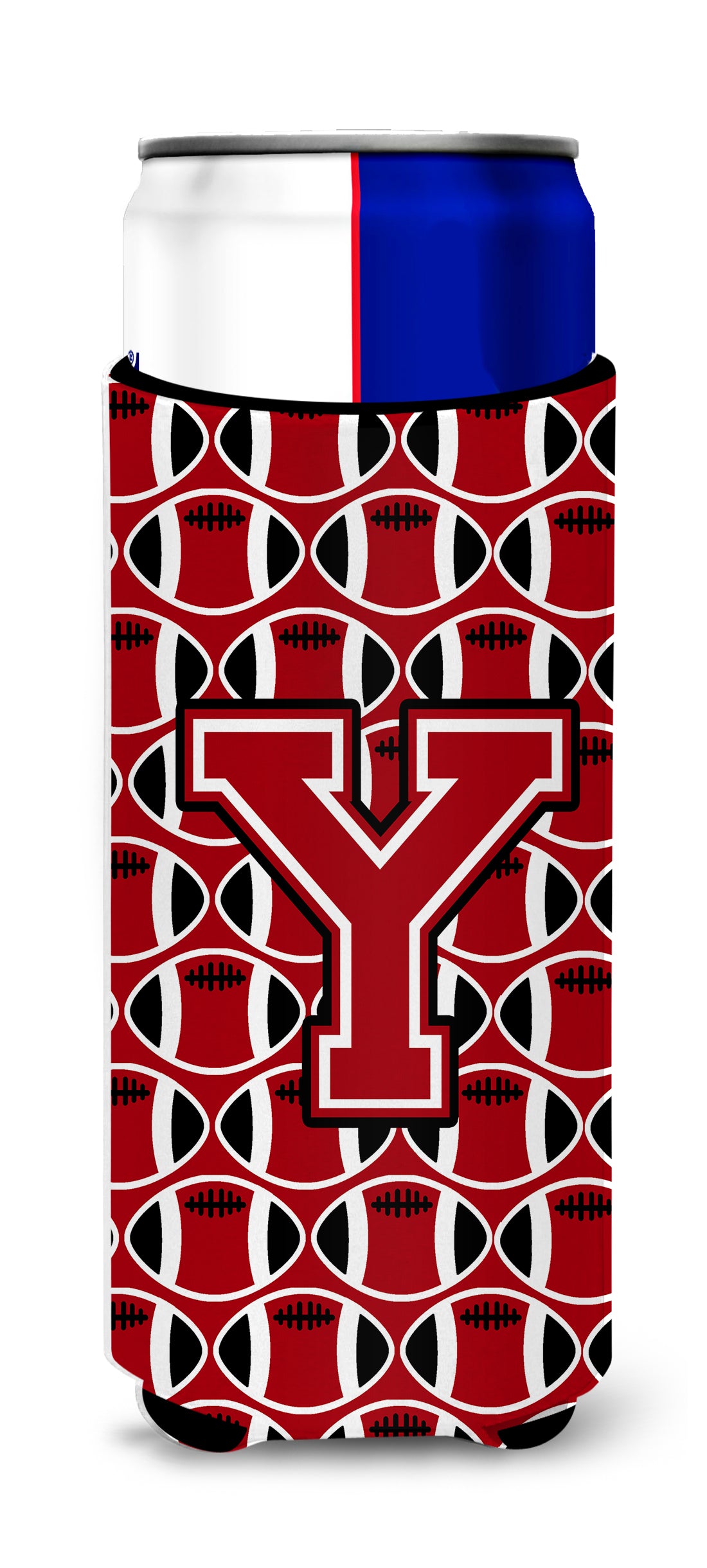 Letter Y Football Red, Black and White Ultra Beverage Insulators for slim cans CJ1073-YMUK