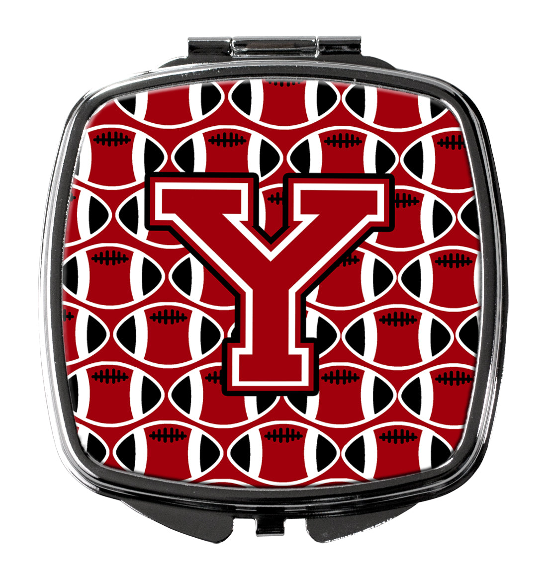 Letter Y Football Red, Black and White Compact Mirror CJ1073-YSCM