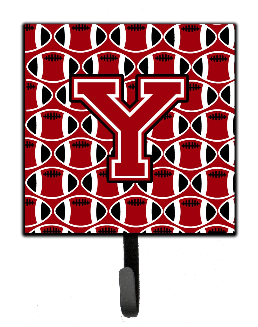 Letter Y Football Red, Black and White Leash or Key Holder CJ1073-YSH4 by Caroline&#39;s Treasures