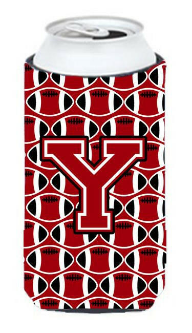 Letter Y Football Red, Black and White Tall Boy Beverage Insulator Hugger CJ1073-YTBC by Caroline&#39;s Treasures