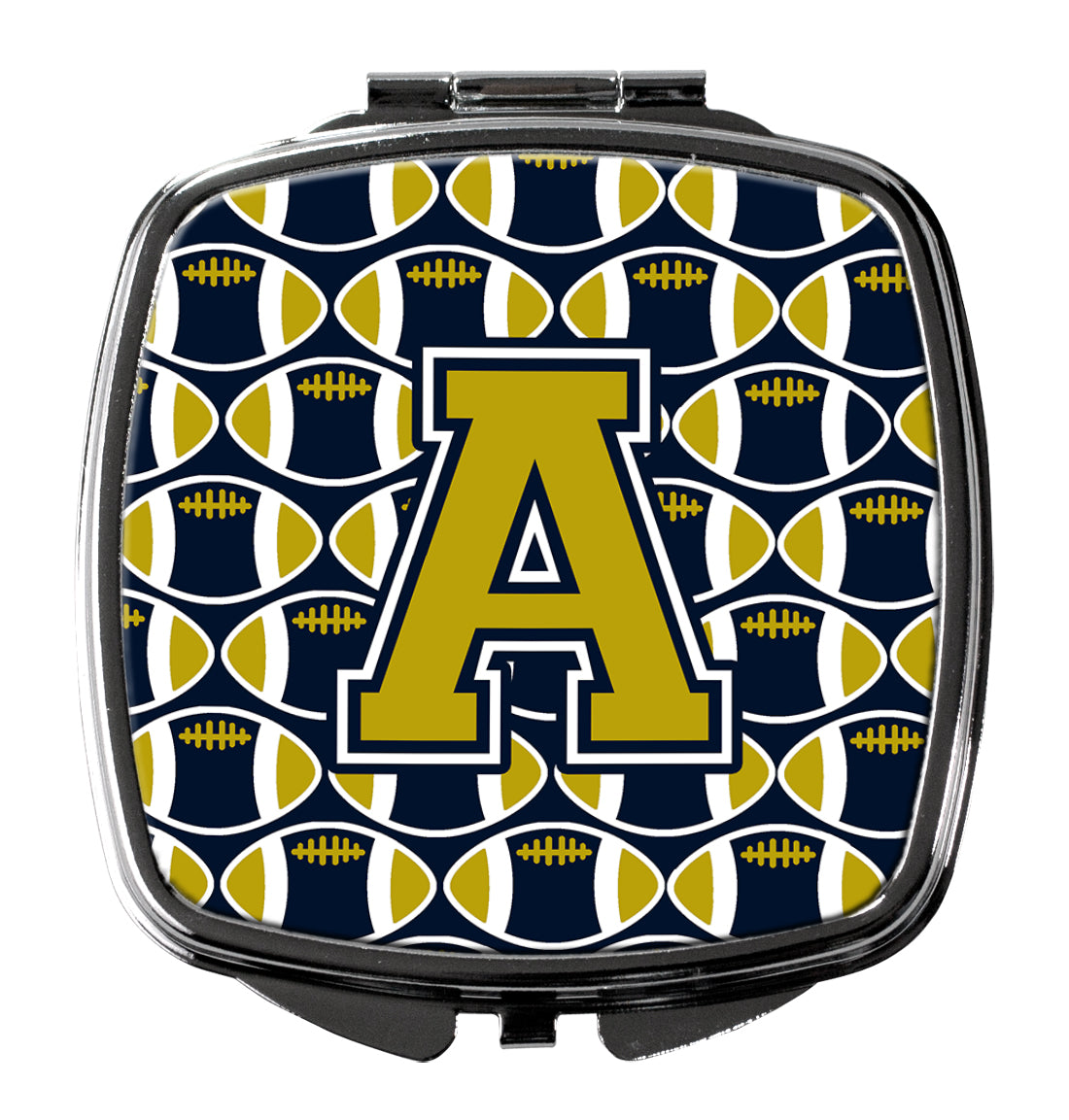 Letter A Football Blue and Gold Compact Mirror CJ1074-ASCM  the-store.com.