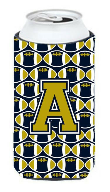 Letter A Football Blue and Gold Tall Boy Beverage Insulator Hugger CJ1074-ATBC by Caroline&#39;s Treasures